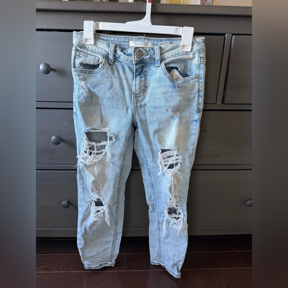 Eunina Nanamacs Boutique Light Blue Distressed Ankle Jeans size 1
